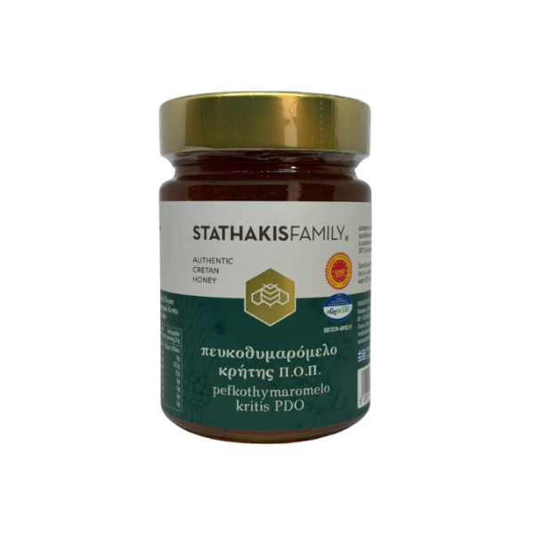 Honing: mix van dennen, tijm en rozemarijn. Ambachtelijk gemaakt door de Stathakis Family. Rijk, aromatisch en 100% natuurlijk.
