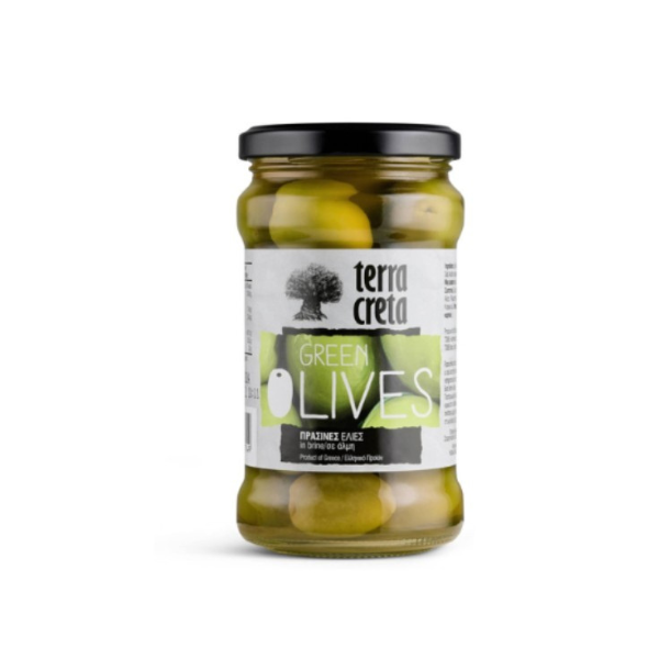 Knapperige, fris‑hartige groene olijven uit Kreta. Natuurlijk gefermenteerd voor pure smaak. Perfect voor salades, tapas, borrelplanken en de mediterrane keuken.