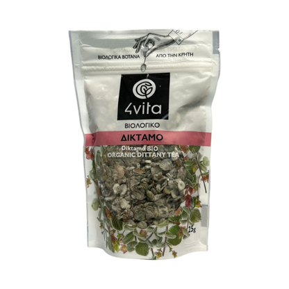 Biologische Diptam van 4Vita®. Aromatisch, puur en traditioneel gedroogd. Cafeïnevrije kruidenthee met een zachte, kruidige smaak. Vegan, glutenvrij en 100% natuurlijk. 25 g.