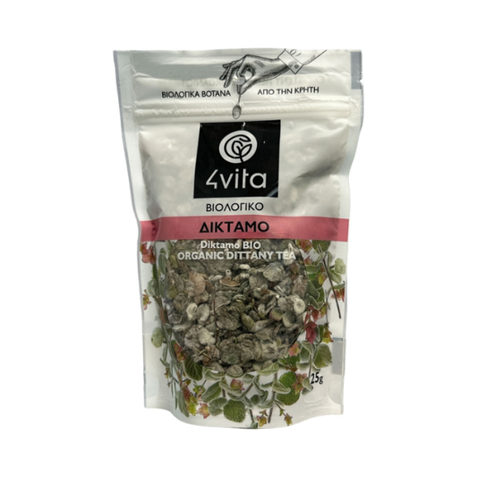 Biologische Diptam van 4Vita®. Aromatisch, puur en traditioneel gedroogd. Cafeïnevrije kruidenthee met een zachte, kruidige smaak. Vegan, glutenvrij en 100% natuurlijk. 25 g.