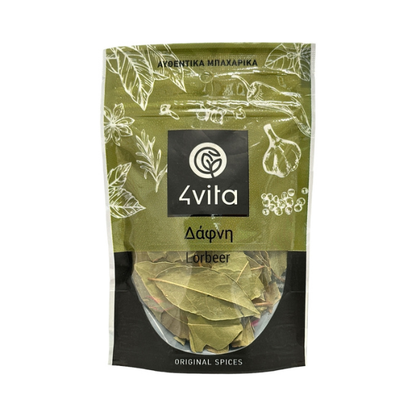 4Vita Laurierblaadjes 10 g: pure, biologische laurier uit Kreta. Intens aromatisch, hand‑gedroogd en ideaal voor stoofgerechten, soepen, sauzen en Mediterrane keuken.