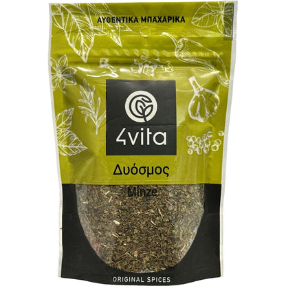 Biologische munt 30 g van 4Vita – Hand‑geoogst en gedroogd op Kreta. Ideaal voor salades, thee, vleesgerechten en desserts. Puur, aromatisch en veelzijdig.