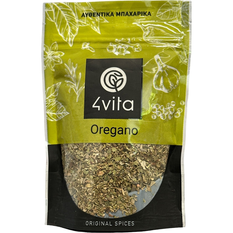 Biologische oregano 40 g van 4Vita – Intens aromatisch kruid uit Kreta. Perfect voor vlees, vis, groenten en Griekse gerechten. Hand‑geoogst en langzaam gedroogd.