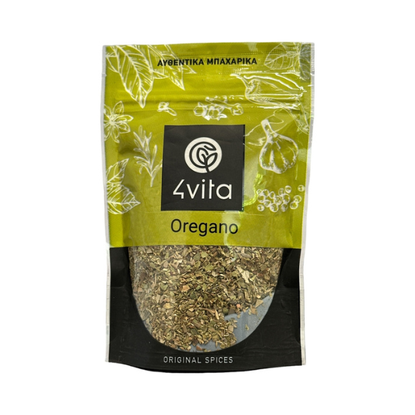 4Vita Oregano 40 g: pure, biologische oregano uit Kreta. Intens aromatisch, hand‑gedroogd en ideaal voor salades, vlees, vis, groenten en Mediterrane gerechten.