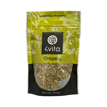 4Vita Oregano 40 g: pure, biologische oregano uit Kreta. Intens aromatisch, hand‑gedroogd en ideaal voor salades, vlees, vis, groenten en Mediterrane gerechten.