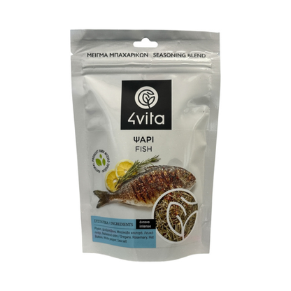 4Vita Viskruidenmix 75 g: frisse Mediterrane kruidenmix met citrus, oregano en tijm. Vegan, glutenvrij en ideaal voor witvis, zalm, garnalen en grillgerechten.