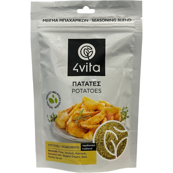 4vita Aardappelkruidenmix 75 g – Kruidige blend met rozemarijn, tijm en oregano. Vegan, glutenvrij en ideaal voor ovenaardappelen, friet en groenten.