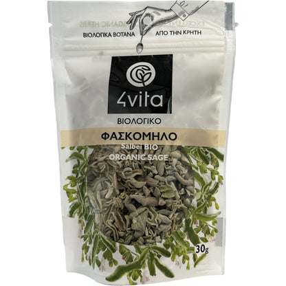 4vita Biologische Salie 30 g – Warm, aromatisch en 100% puur. Ideaal voor thee en Mediterrane gerechten. Vegan, glutenvrij en zonder toevoegingen.