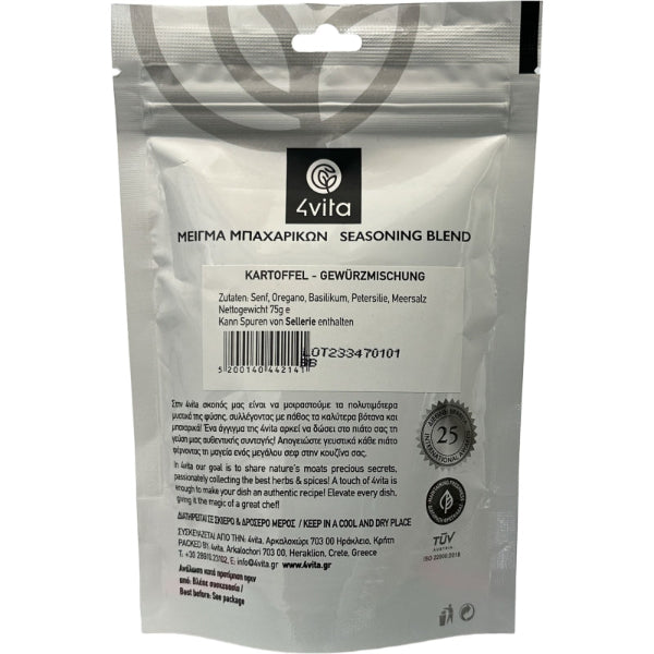 Kruidige 4vita Aardappelkruidenmix - pure Mediterrane smaak voor elke aardappelbereiding.
