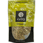 Verpakking van 4Vita biologische oregano 40 g – gedroogde blaadjes in papieren zak, geschikt voor vlees, vis, groenten en mediterrane gerechten.