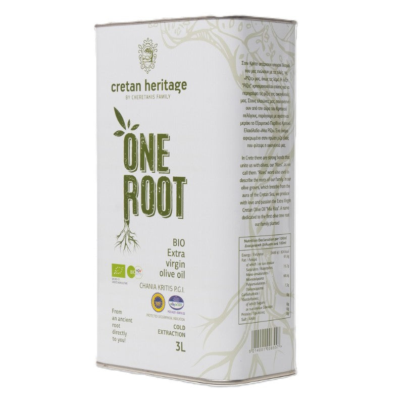 Cretan Heritage - One Root Biologische Extra Vierge Olijfolie (3 liter Blik)