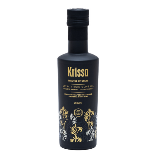 Premium Krissa olijfolie uit Kissamos, West‑Kreta. Zacht fruitig, koudgeperst en puur van smaak. Perfect voor salades, groenten, dips en dagelijks gebruik.