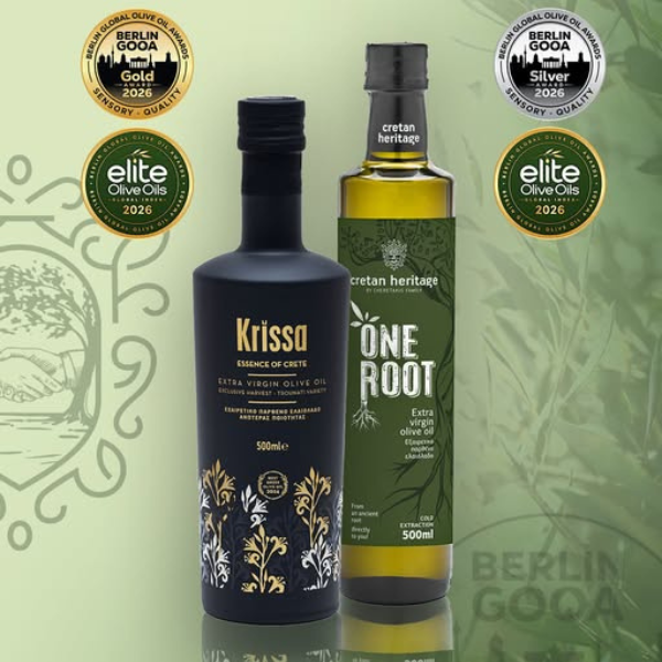Ontdek twee premium olijfolies uit Kreta: Krissa (fris & elegant) en One Root (vol & aromatisch). Authentieke Extra Vierge kwaliteit voor elke keuken.