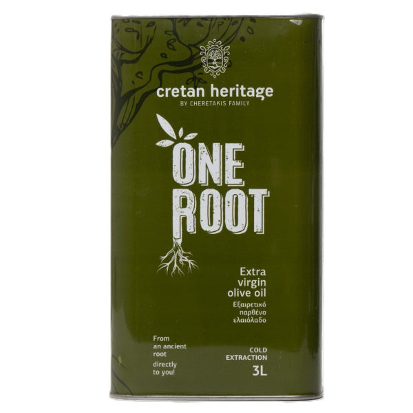 One Root Olijfolie 3L: extra Vierge olijfolie uit West‑Kreta. Fruitig, koudgeperst en gemaakt van Koroneiki‑olijven. Premium 3L blik voor dagelijks koken.