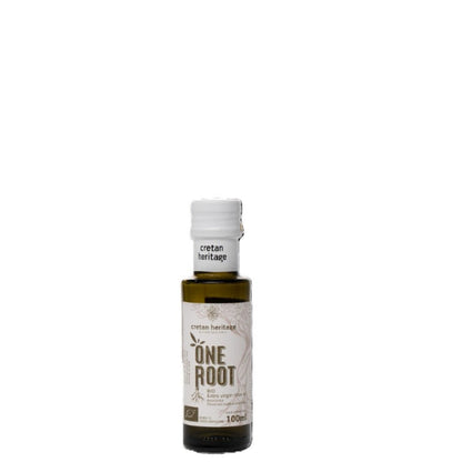 One Root BIO Olijfolie 100ml: biologische extra vierge olijfolie uit Noordwest‑Kreta. Intens fruitig, koudgeperst en gemaakt van Koroneiki‑olijven. Premium kwaliteit.