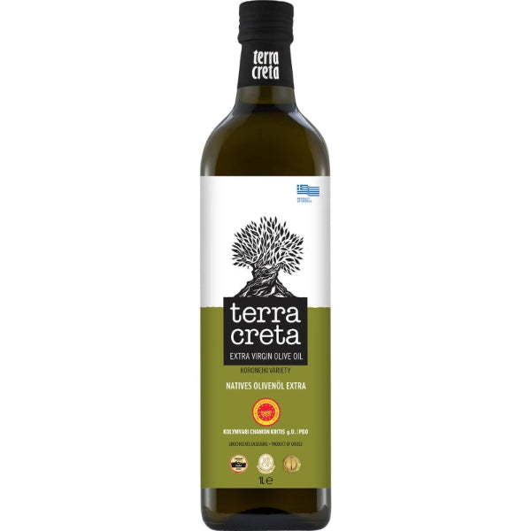 Olijfolie Terra Creta 1L – premium, fruitige, koudgeperste olijfolie uit Kreta.  