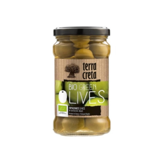 Biologische, natuurlijk gefermenteerde groene olijven uit Kreta. Knapperig, fris en puur van smaak. Perfect voor salades, tapas, borrelplanken en de mediterrane keuken.
