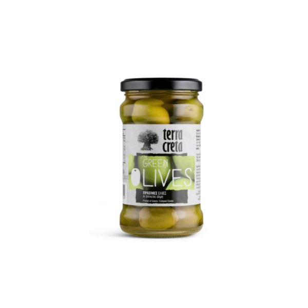 Terra Creta Groene Olijven 160 g – Knapperig, fris en natuurlijk gefermenteerd. Ideaal voor salades, tapenade, pizza en borrelplanken. Authentieke smaak uit Chalkidiki.